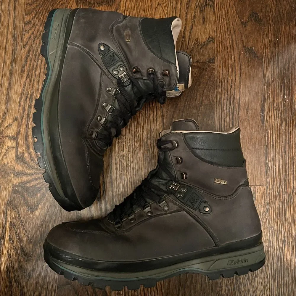 Raichle Gore-Tex Hiking Boots Mens 11.5 Black Leather Vibram Swiss Made Mountain
